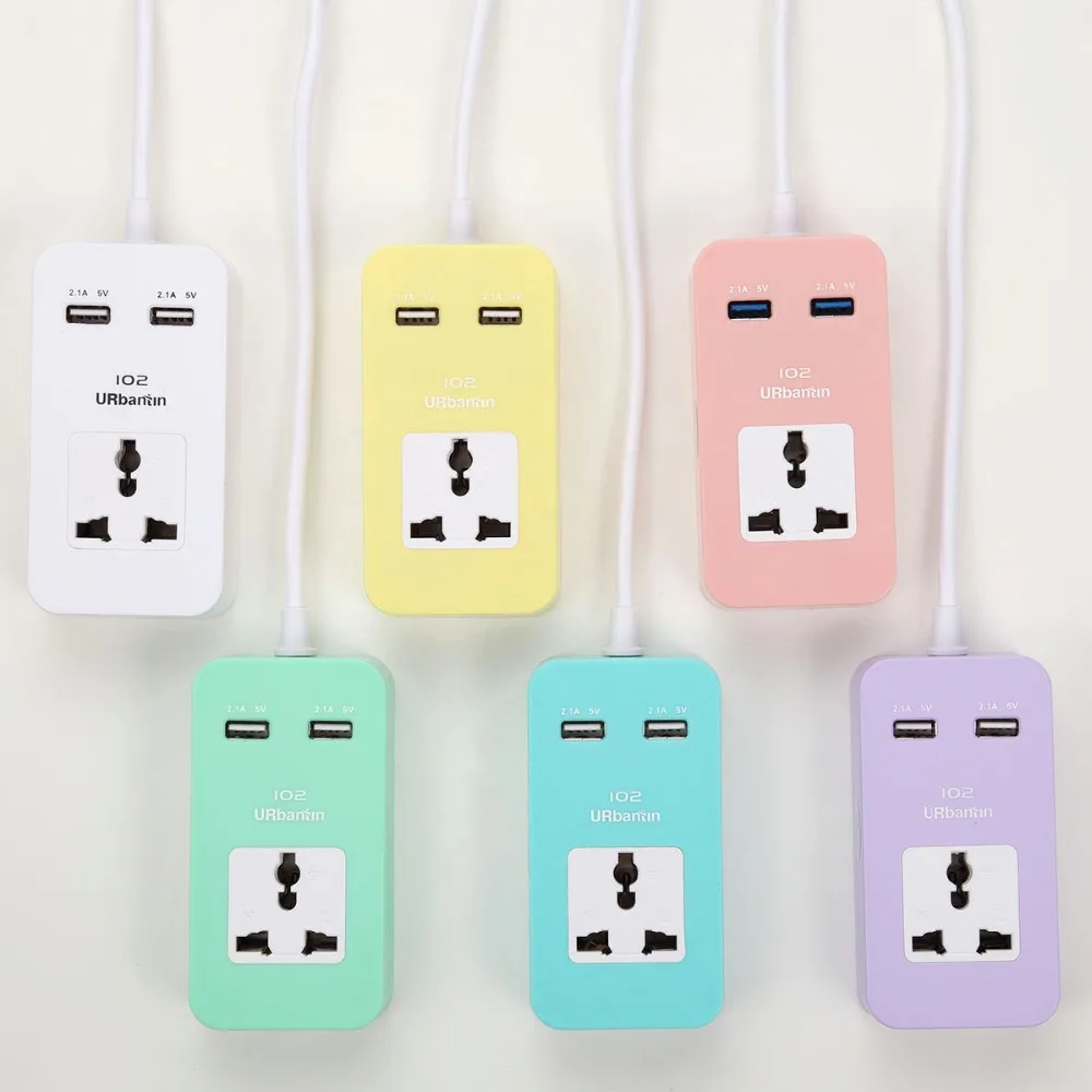 Urbantin 1AC розетки 2 выходами USB сетевой фильтр Цвет Смарт быстрой зарядки разъем с ЕС