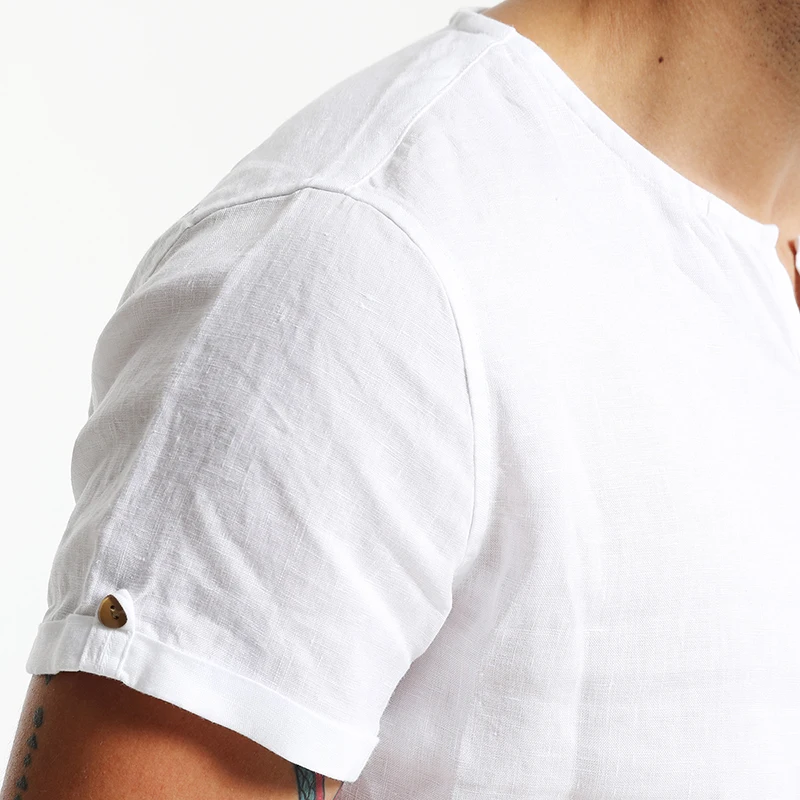 SIMWOOD 2019 летние мужские рубашки с коротким рукавом 100% лен дышащий воротник