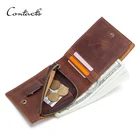 CONTACT'S Кошелек-портмоне из натуральной кожи в винтажном стиле с застежками молния и с отделениями для денег и карт 2019