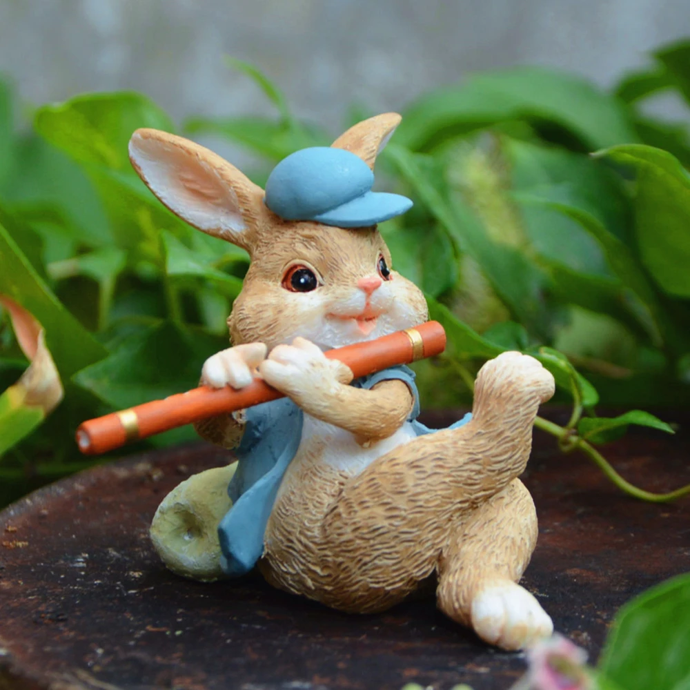 Cute Rabbit Figurine Bunny Ornament Fairy Garden Home Decor Micro Landscape Easter Decoration Gifts for Kids
