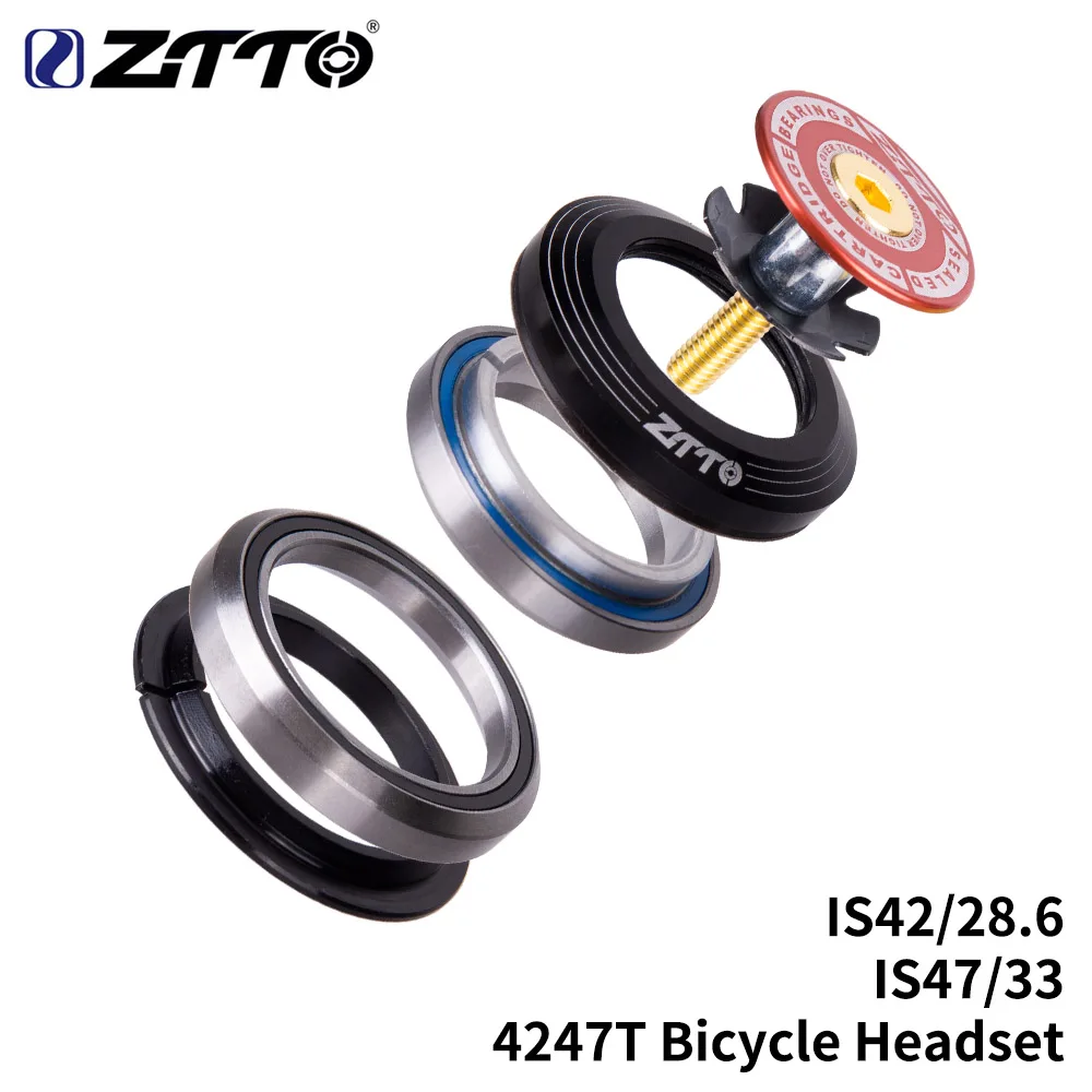 4247T RED ZTTO 4247T велосипедный подшипник гарнитура 42 мм 47 мм 1 1/"-1 1/4" 1,25 дюймов 33 мм коническая вилка IS42 IS47 интегрированный угловой контакт - Цвет: 4247T RED