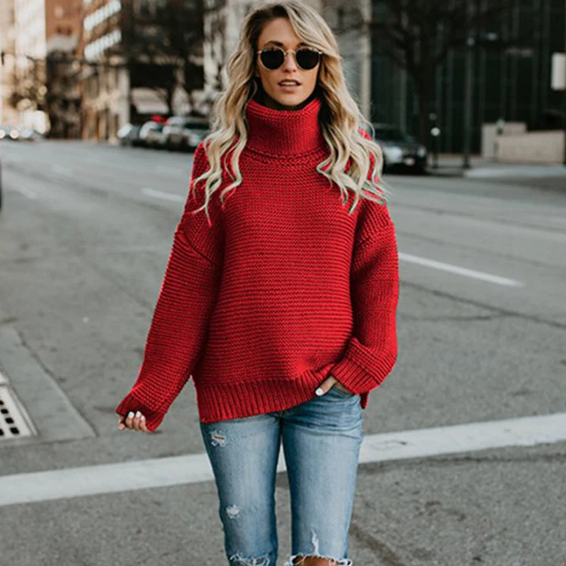 Coarse Pullover Women's Jumper Turtleneck Sweater Female Women Warm thick Winter Cable Knitted Oversized | Женская одежда