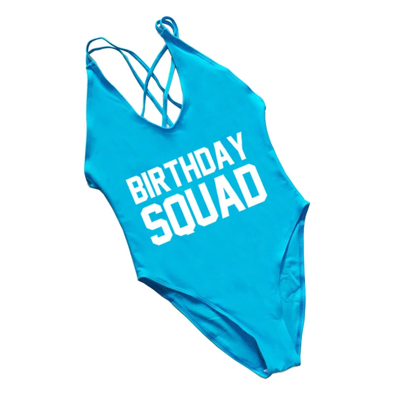 Color 13 Swimsuit Women One Piece Swimwear Womens Swim wear Custom Letter Birthday Squad Bathing Suit Party Bodysuit Sexy Monokini - Цвет: Color 13