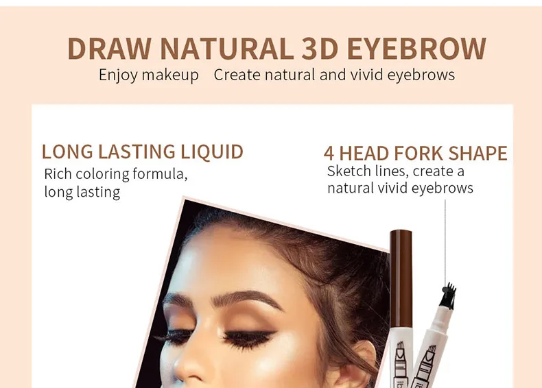 Microblading, 3 цвета, тату-ручка для бровей, долговечная, жидкая, карандаш для бровей, тату, Перманентная, прочная, для бровей, водостойкая ручка