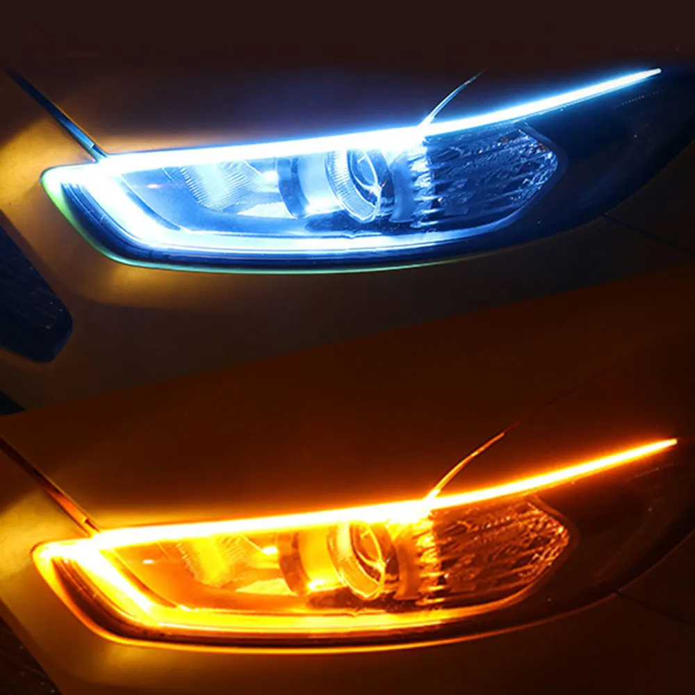 2 шт. неоновые автомобильные поворотные сигнальные направляющие полосы Фары в сборе автомобильные лампы Автомобильные DRL светодиодный дневные ходовые огни Автомобильные аксессуары