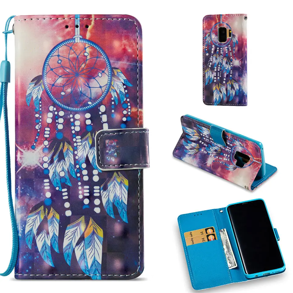 Модные чехлы для samsung Galaxy A8 S9 S8 Plus S7 Edge J330 J530 J730 A520 чехол с медведем бабочкой пони курантами из искусственной кожи E03Z