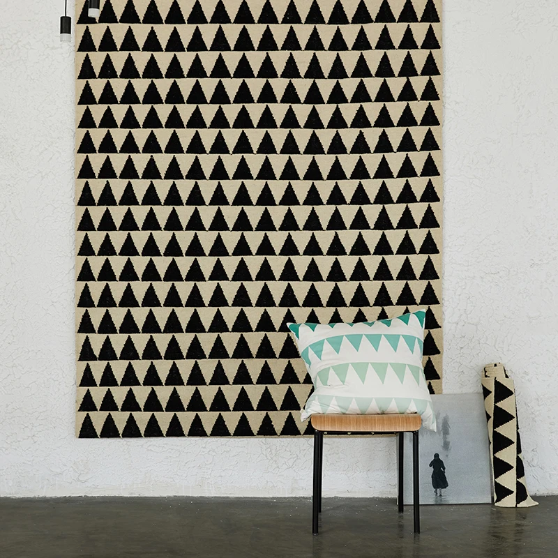 100% шерсть искусственный геометрический богемный индийский ковер черный белый