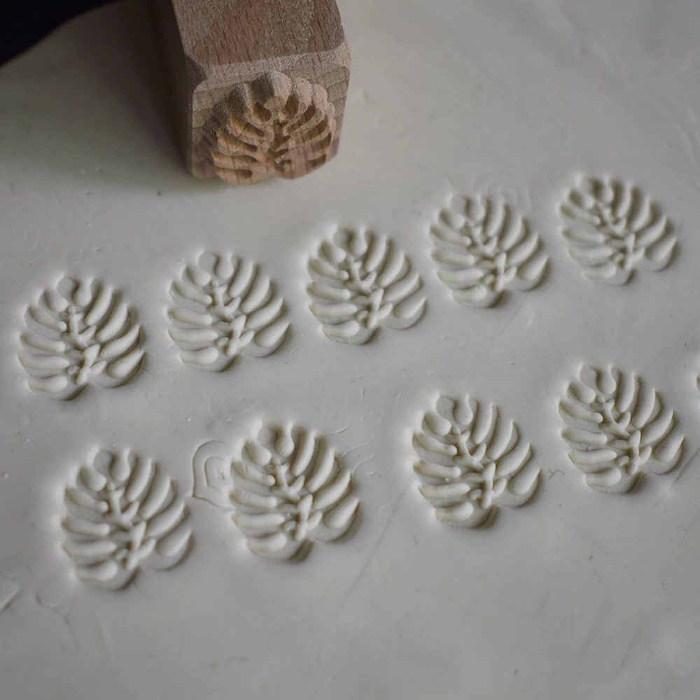 Ручной резной деревянный штамп для печати DIY глиняная керамика печать Monstera лист