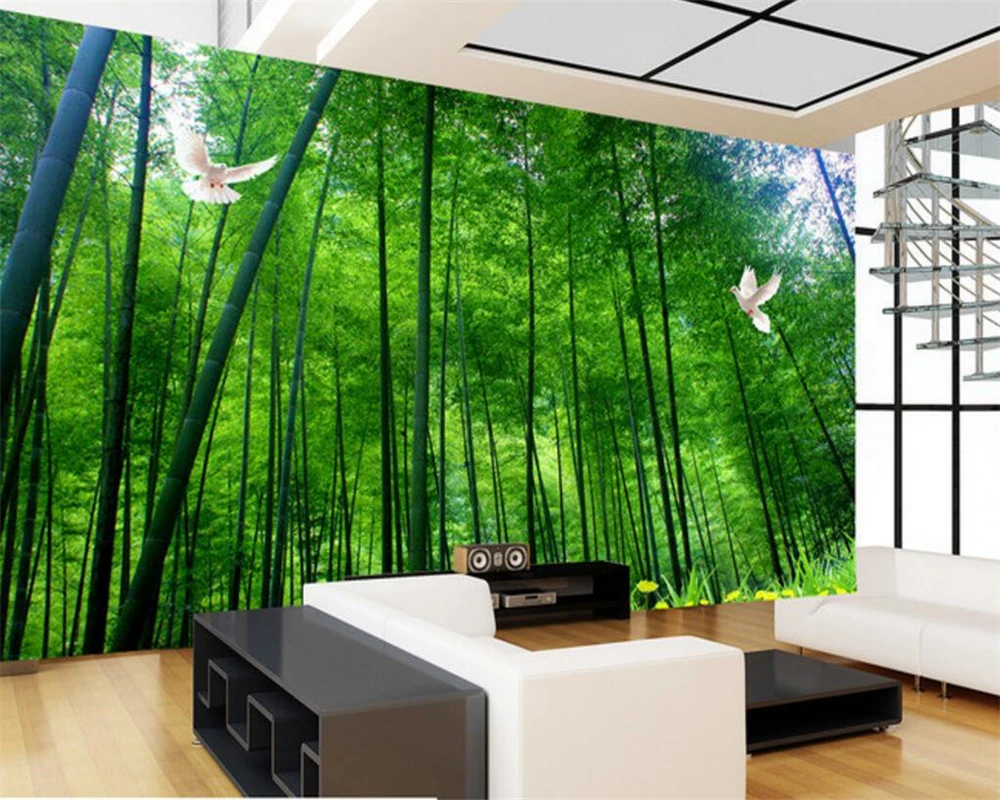 Обои Beibehang на заказ бамбуковые зеленые 3 d пейзаж гостиная настенные украшения для