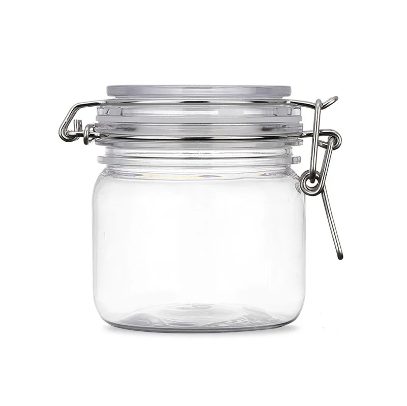 

Cosmetic Cream Refillable Bottle Empty Sealed Pot Transparent Mineral Mud Jar PET Plastic Makeup Facial Mask Bottle 300ML 10PCS