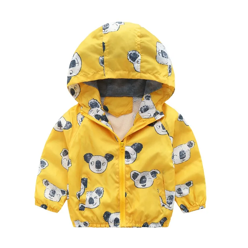 YELLOW Милое весеннее Детское пальто с динозавром, 80-120 см Осенняя детская куртка Верхняя одежда для мальчиков, пальто ветровка для активных мальчиков, одежда для малышей - Цвет: YELLOW