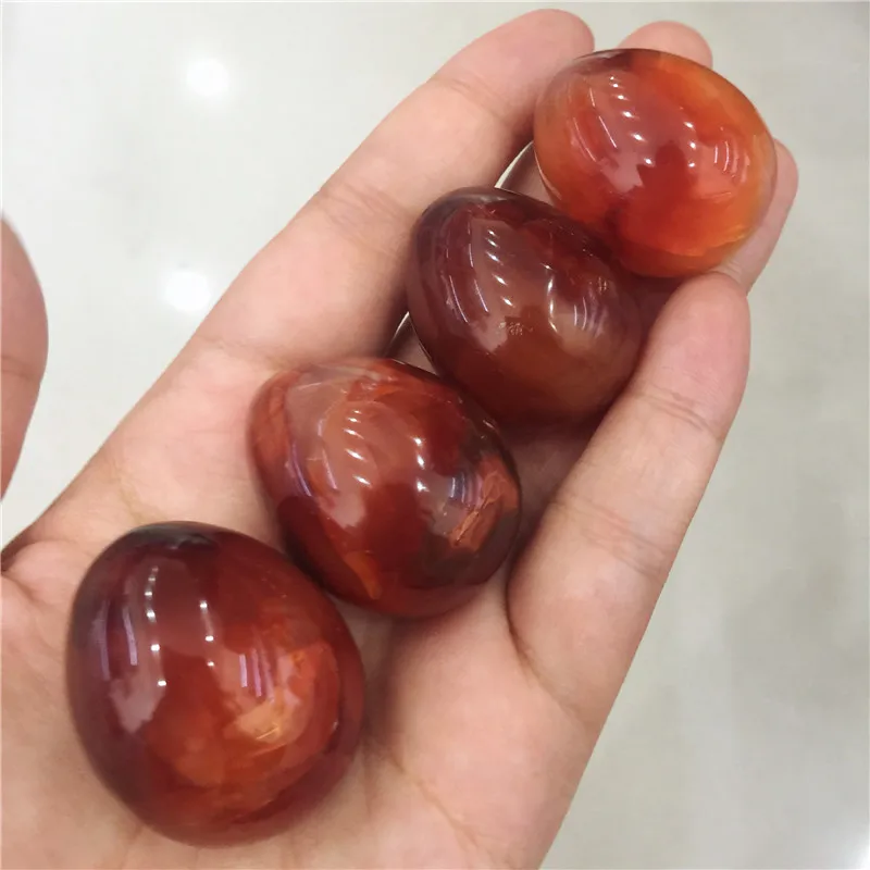 Натуральный драгоценный камень мини яйцо отполированное красное сердолико агат