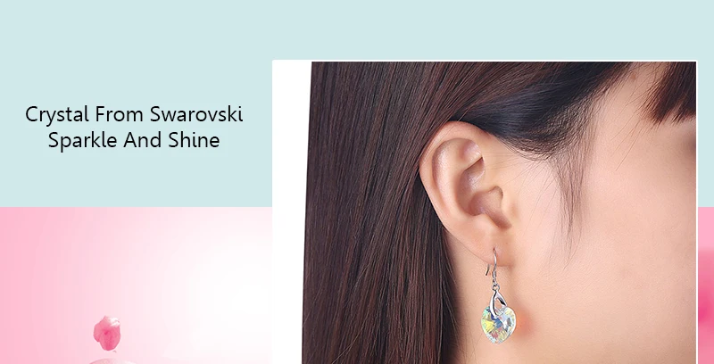 925 пробы Серебряные серьги сердце кристалл от Swarovski для Для женщин милый романтический серьги-подвески с крючком блестящие свадебные Юбилей
