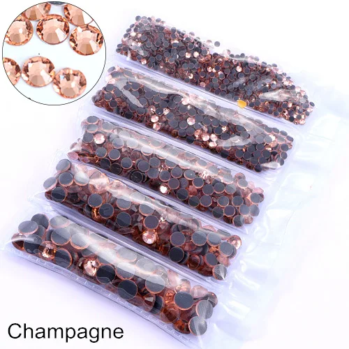 Champagne Стразы DMC с горячей фиксацией, 23 Цвета, SS6-SS30, 1200 шт., стразы для украшения свадебного платья B1262 - Цвет: Champagne