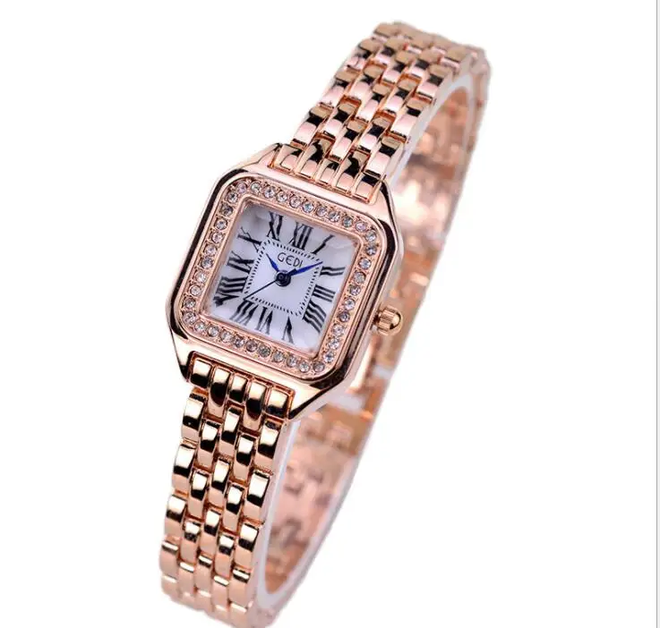 Простое квадратное кольцо, бриллиантовый кристалл, циферблат, водонепроницаемые женские часы-браслет, роскошный бренд, модные кварцевые женские часы, ювелирные изделия для платья