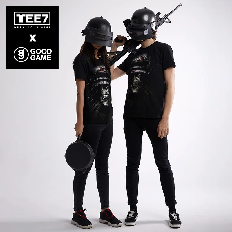 Футболка TEE7 playerunknown хлопковая футболка на шлем battlegrounds PUBG 3D с коротким рукавом