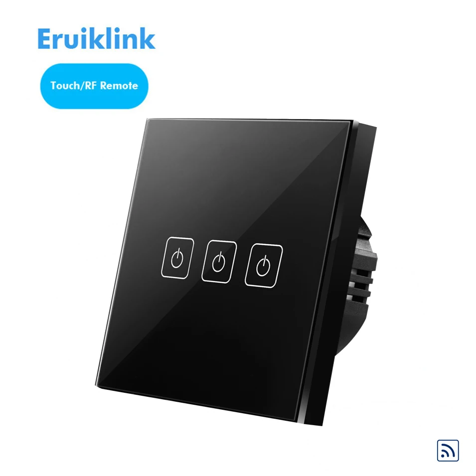 

Eruiklink EU Type Remote Control Switch 3 Gang 1 Way,RF433 Smart Wall Switch,Wireless Remote Control Touch Light Switch 170-240V