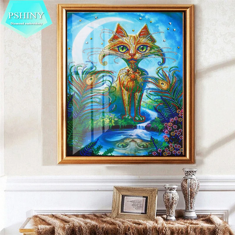PSHINY 5D DIY Алмазная вышивка продажа мультяшный кот животное специальная форма