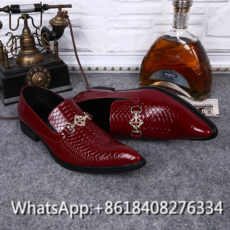 High Quality Men Shoes British Style Mental Decoration Genuine Leather Shoe Red Slip on Dress Wedding Business Men's Flats | Обувь
