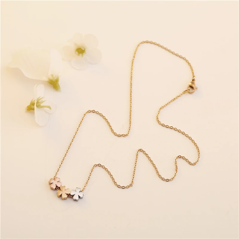 Четырехлистные ожерелья в форме клевера 100% нержавеющая сталь о образная цепочка