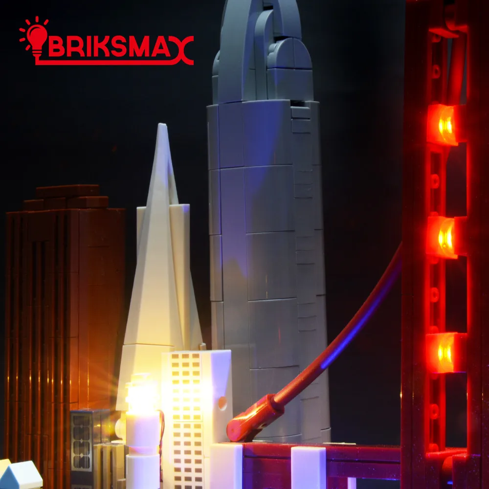 BriksMax Led Light Up Комплект для архитектурных строительных блоков Сан-Франсиско, совместимых с 21043(не включает модель
