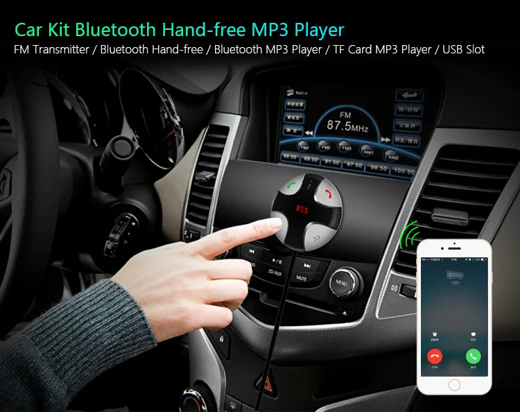 FM29C Bluetooth автомобильный комплект громкой связи fm-передатчик A2DP беспроводной Автомобильный MP3-плеер Поддержка SD TF воспроизведение музыки для телефона ЖК-дисплей