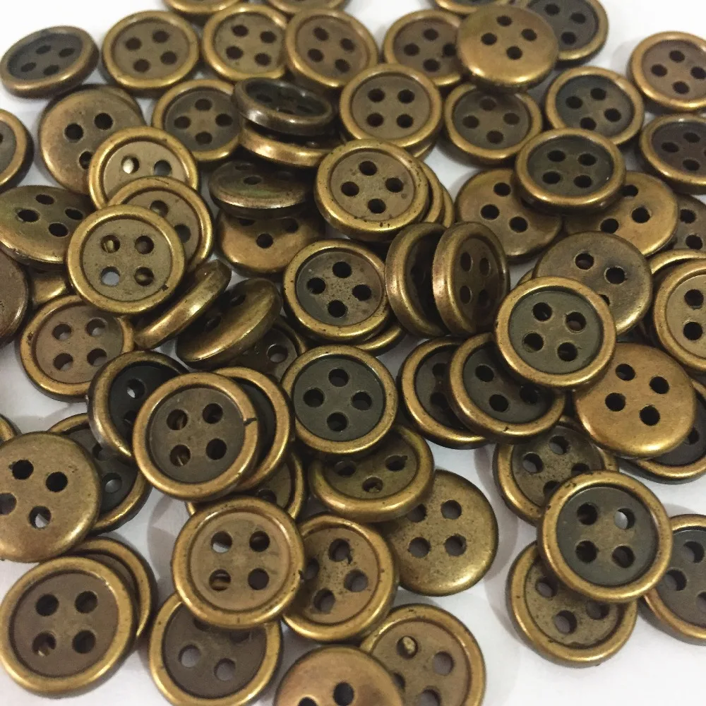 

1000pcs 10mm Plastic Antique Brass Color Round Baby Sewing 4 Holes Buttons For Scrapbooking Garment Accessories Embellishments
