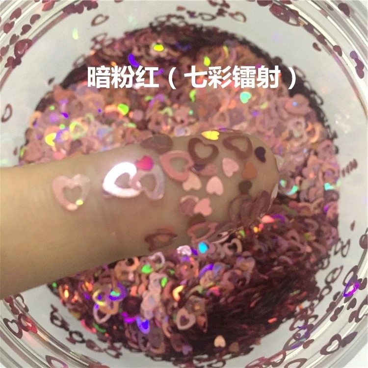 laser dark pink Блестки ПЭТ ультратонкие полые сердце с блестками 4 мм и 2,5 мм блестка с лазерным блеском дизайн ногтей боди живопись DIY Рождественский Декор 8 г - Цвет: laser dark pink