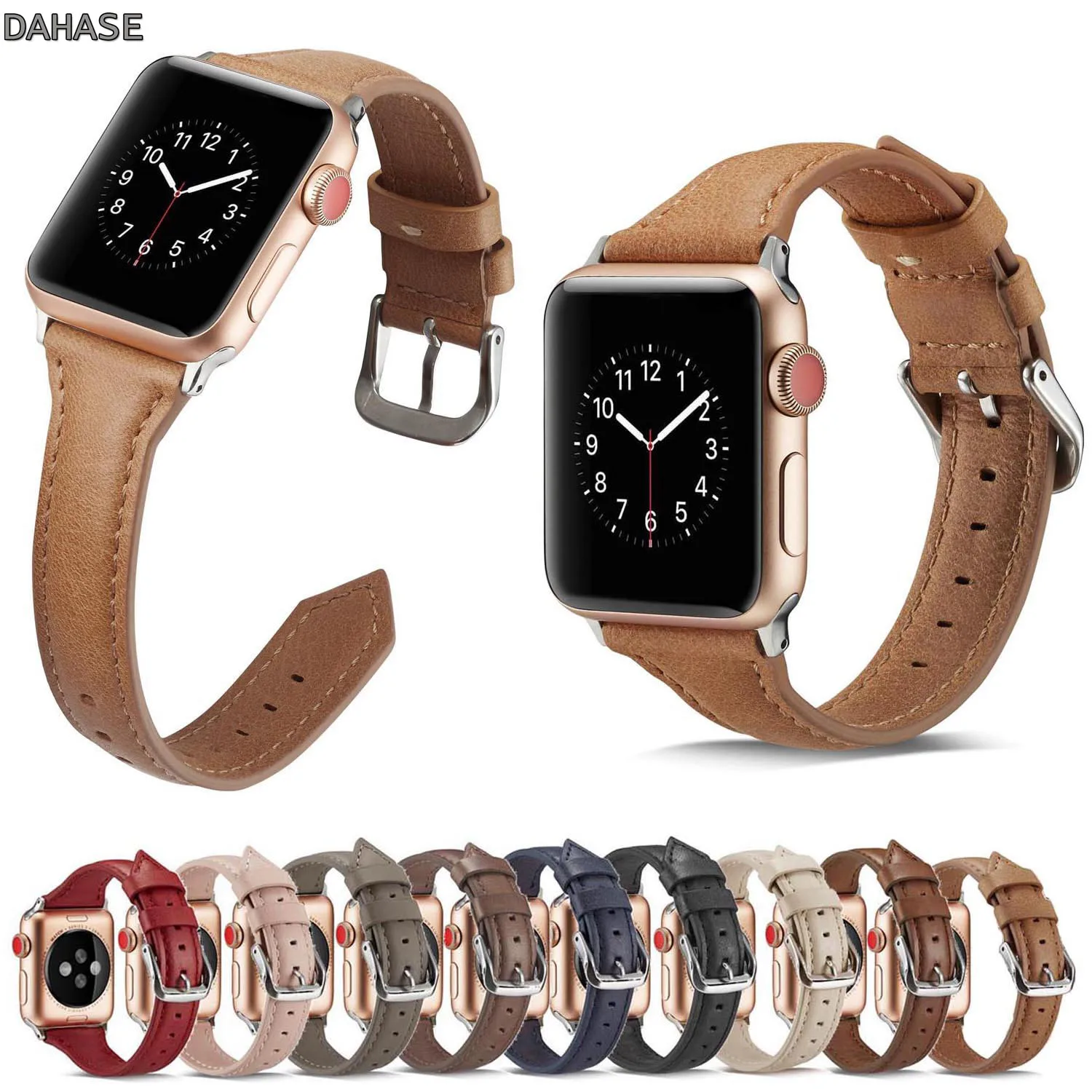 Ремешок из натуральной кожи для Apple Watch Band 44 мм 40 iWatch 4/3/2/1 correa 42 38 браслет Ремешки