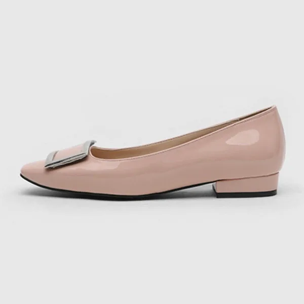 Pink Flats Женская повседневная обувь на плоской подошве; разноцветная женская обувь; сезон весна-лето; женские лоферы с острым носком; кроссовки с квадратным металлическим каблуком; DE - Цвет: Pink Flats