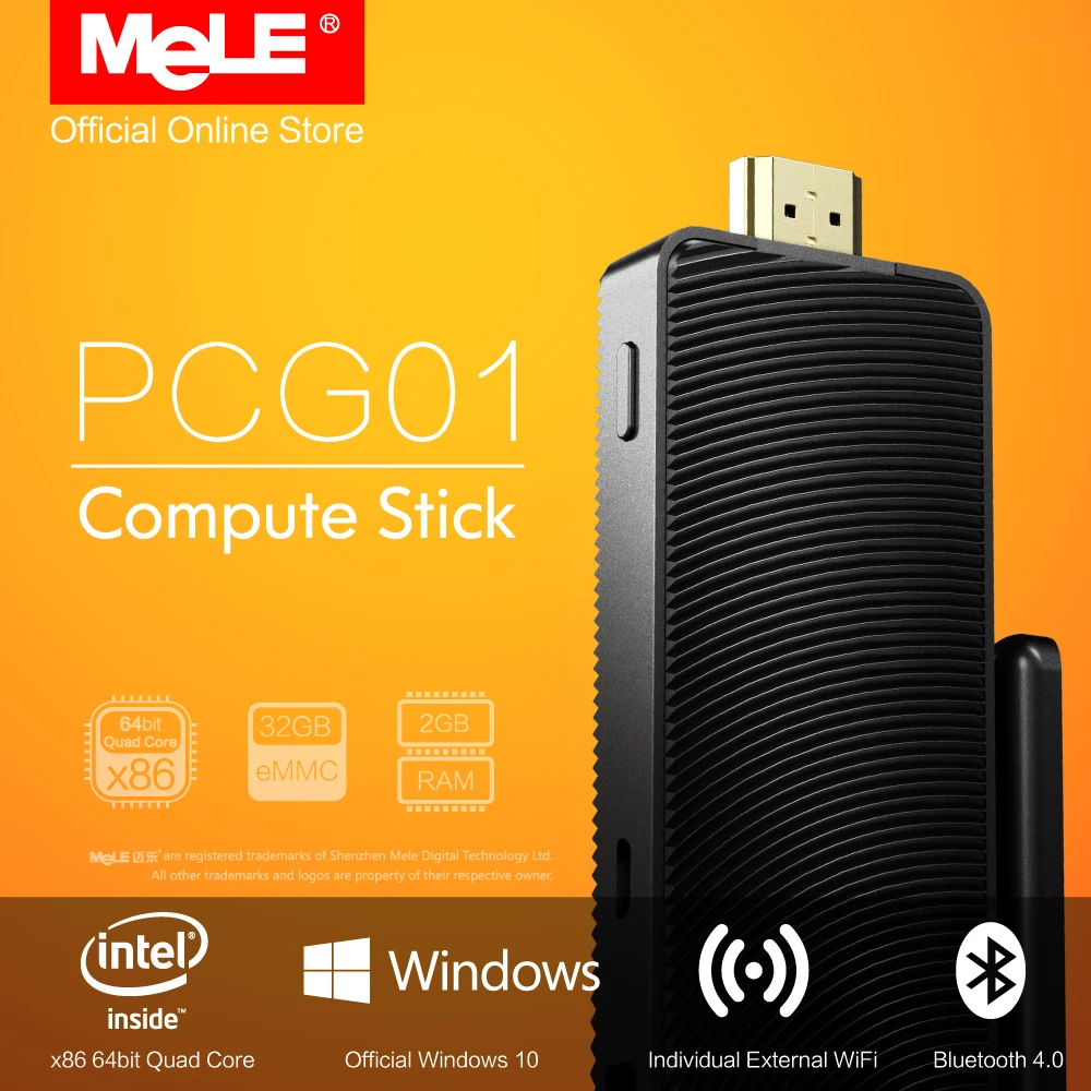 Безвентиляторный Intel Stick Mini PC Меле PCG01 Quad Core Мини-ПК с Windows 10 Главная Bay Trail Z3735F 2 ГБ DDR3