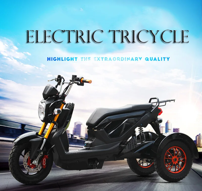 Электрический трехколесный скутер 1000 Вт 60 в двойные дисковые тормоза велосипед