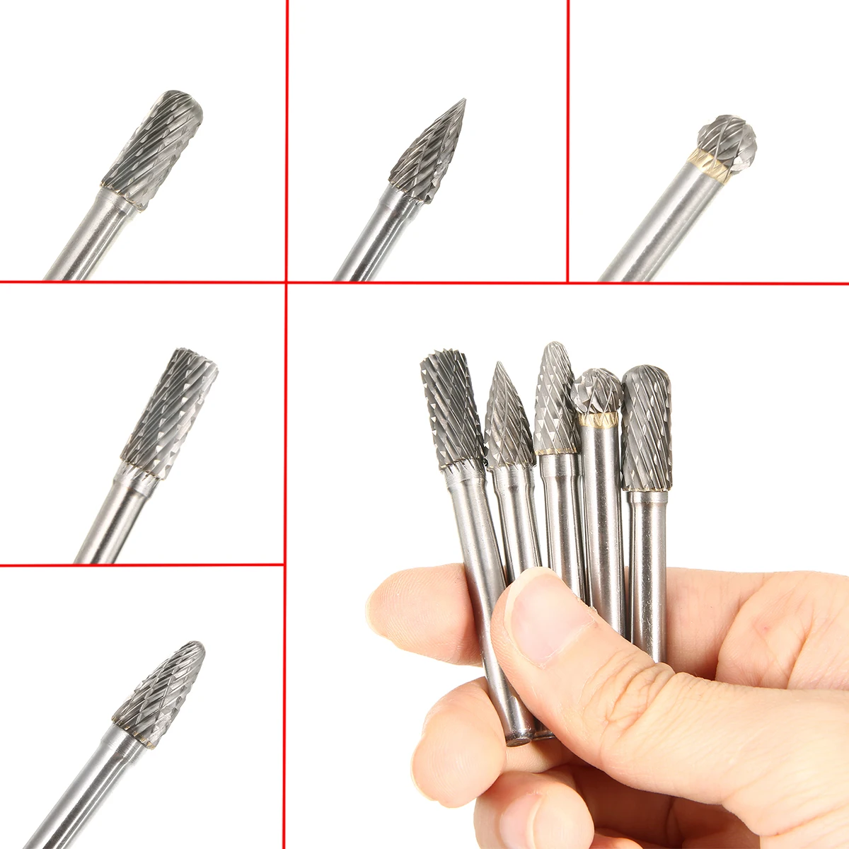 5 шт./компл. 8 мм Вольфрам карбида шлифовальные головки поворотные точки на рифленой подошве, 6 мм хвостовик битов ротационный напильник режущие иструменты для Финишной обработки металла пресс-форм