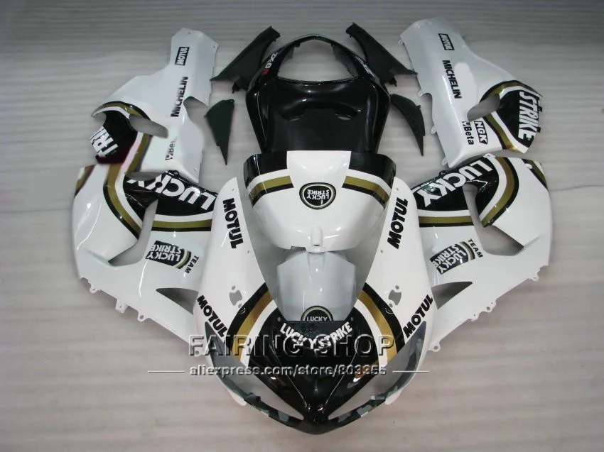 Лучший комплект обтекателей ZX6r 05 06 2005 2006 (белый на удачу) Обтекатели для Kawasaki Ninja +