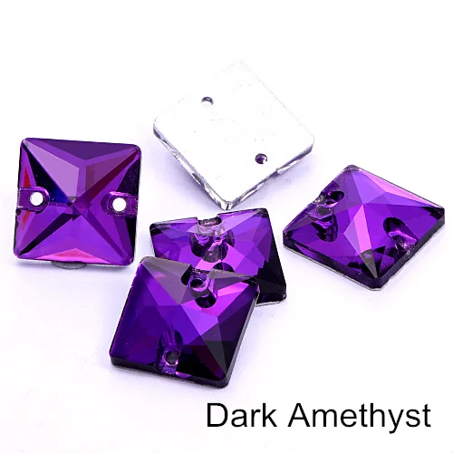 Dark amethyst Квадратный цветной пришить стразы искрящегося цвета Кристалл aб для шитья стразы много Цвета стразы пришивные стразы для свадебное платье B3807 - Цвет: Dark amethyst