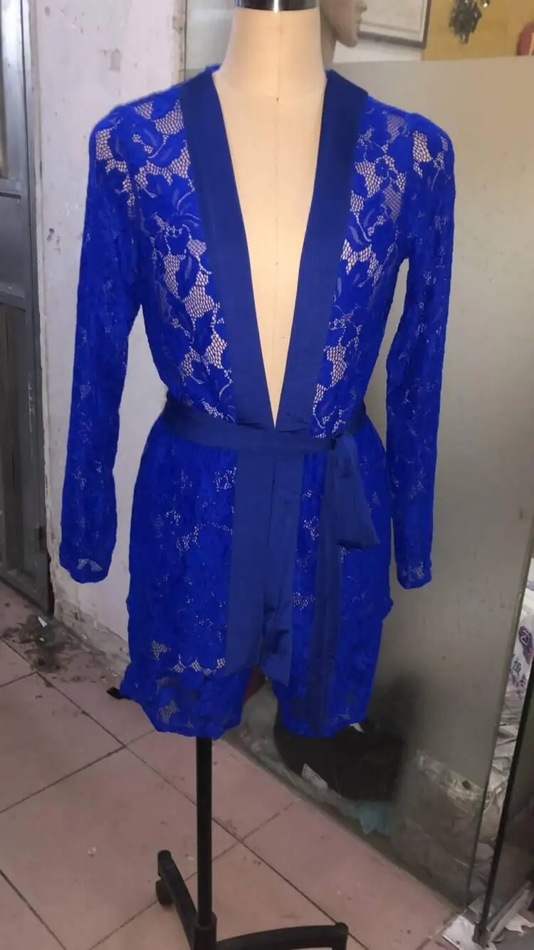 

2pcs Fashion Women Long Sleeve Bodycon Jumpsuit Sexy Slim Lace Tops + Shorts Casual Clubwear Woman Party Clothes Set New Arrival