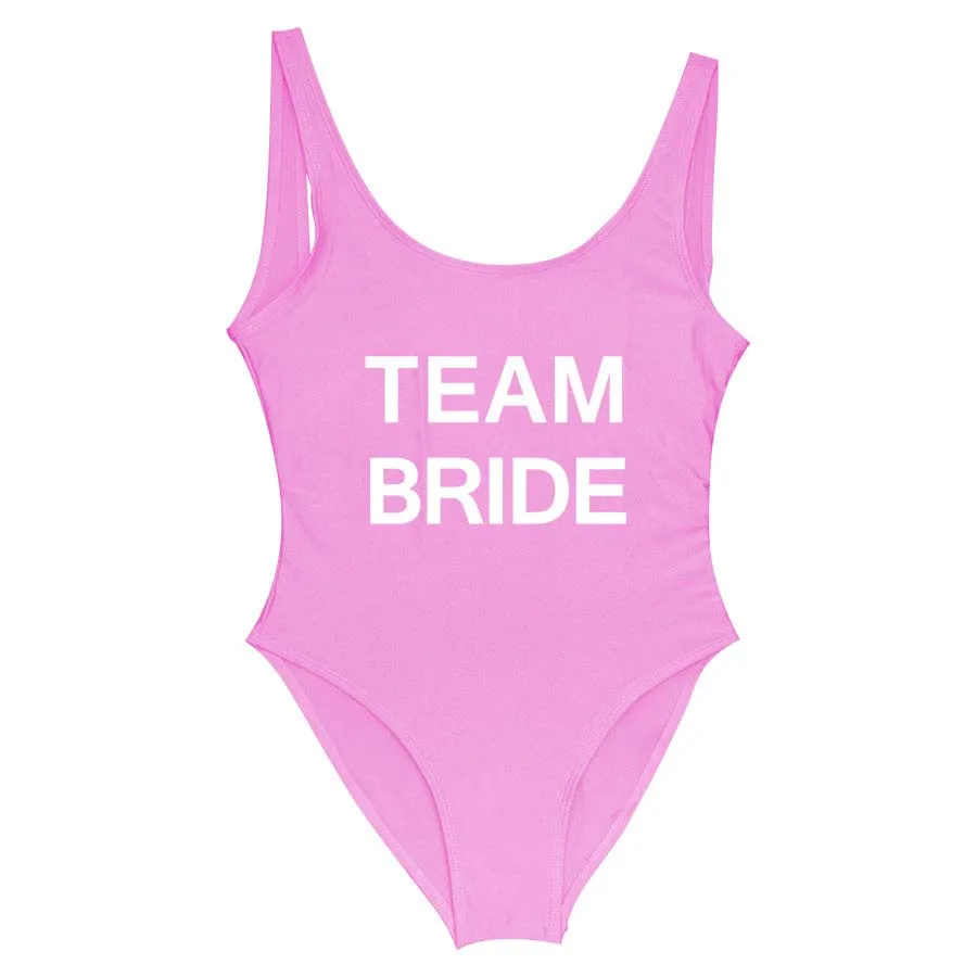Слитный купальник с надписью TEAM BRIDE женский для девичника сувениры товары