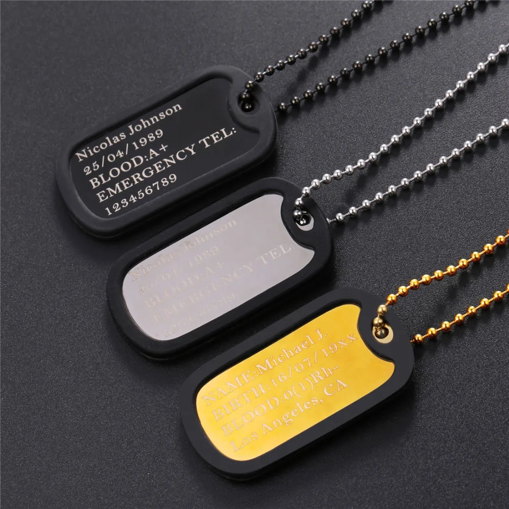 U7 Военная идентификационная бирка для собаки на заказ Мужчин Ювелирные изделия