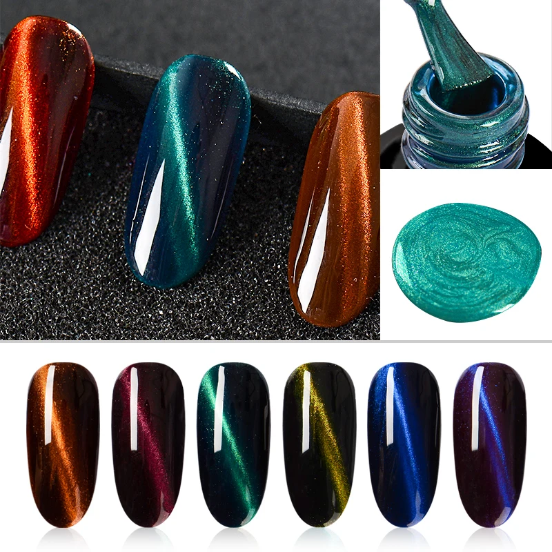 Гель-лак для ногтей кошачий глаз 7 мл стеклянный эффект УФ-гель отмачиваемый