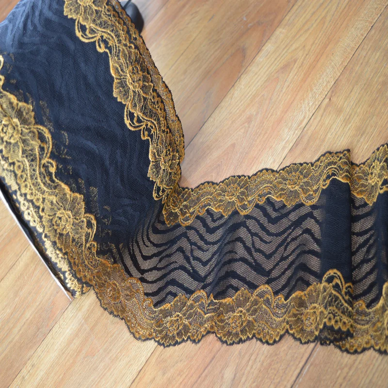 19 см 2 ярда/Лот желтый узор черная марля украшение для волос ручной работы широкая