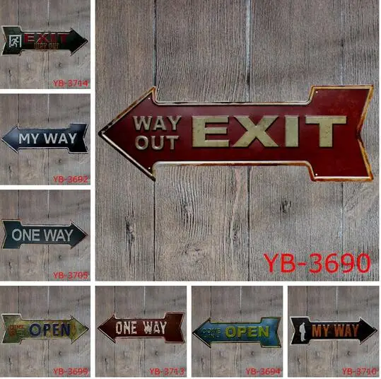 

60pcs Coffee Beer Garage cupcake Exit Vintage Arrow Irregular Tin Sign Gift Craft Wall Plaque Cafe Supermarket Decor