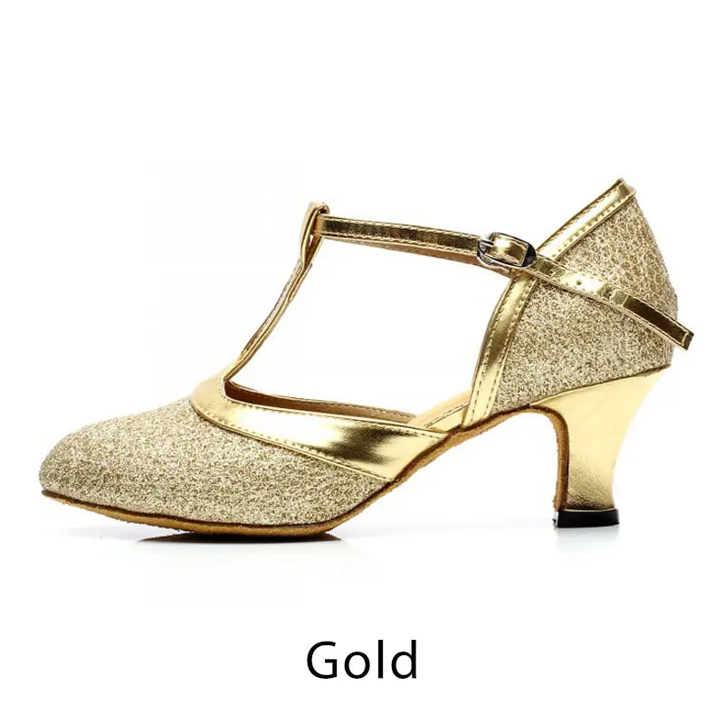Gold Женские бальные туфли с закрытым носком; туфли для латинских танцев; туфли с мягкой подошвой на каблуке 5 см; женская обувь для сальсы и Танго; обувь для танцев; обувь для сцены для взрослых - Цвет: Gold
