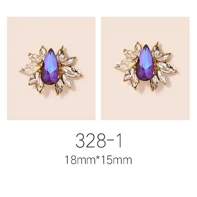 328-1 10pcs/lot super big luxury metal Nail art jewelry drop tears Rhinestone flower nails parts decorations Manicure Nail Accessories - Цвет: 328-1