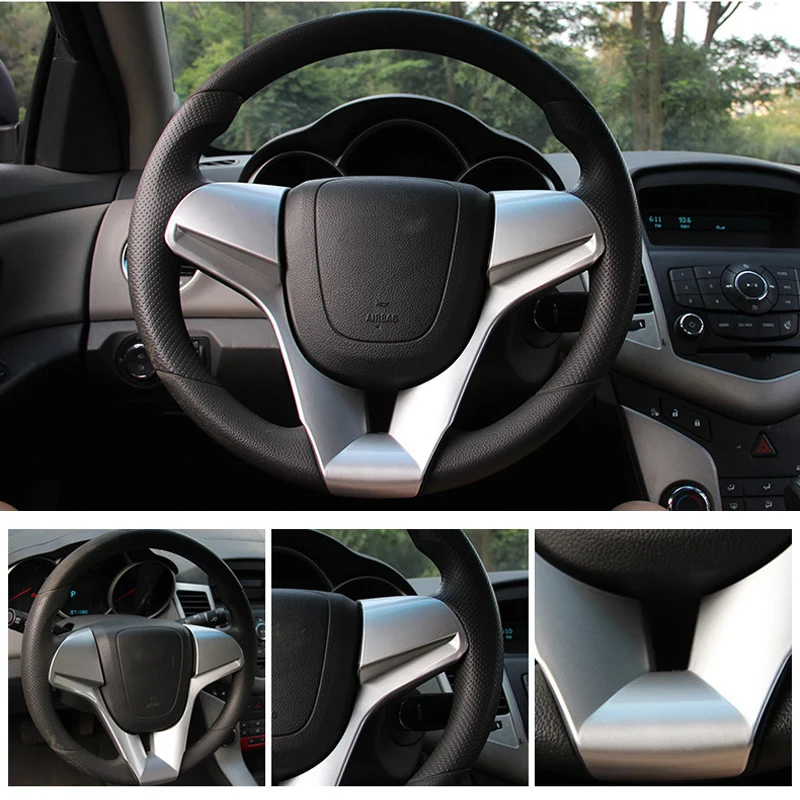 

For Chevrolet For Classic Cruze Sedan Hatchback 2009 2010 2011 12 13 14 Car Steering Wheel Trim Cover Chrome Sticker Accessories