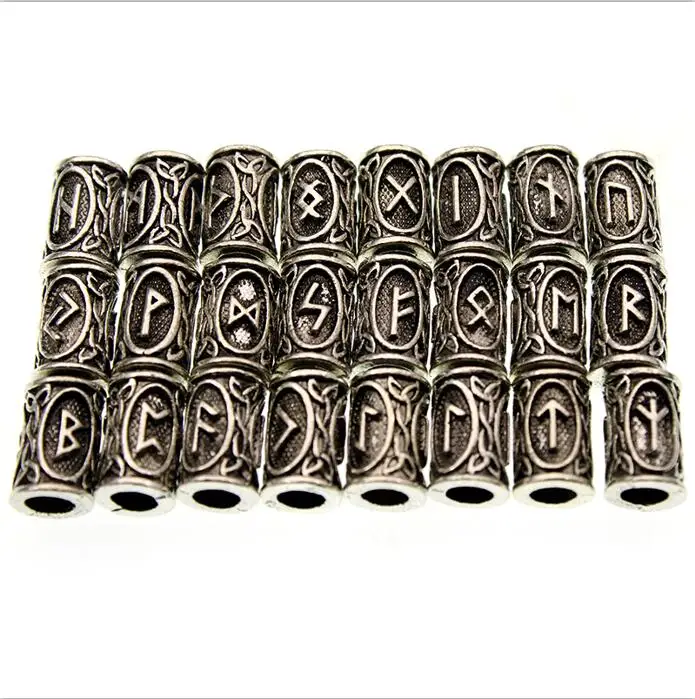 mix 24pcs 24 шт./компл. круглая труба из бисера Viking узлы бисер с рунами для изготовления ювелирных изделий(борода) Паракорд кулон шарма браслет DIY Поиск - Цвет: mix 24pcs