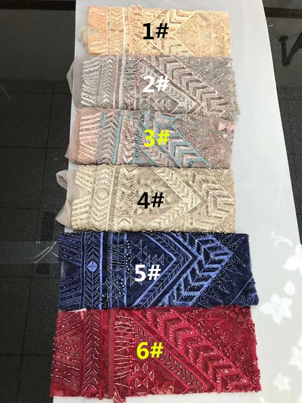 

African net Lace Fabric SYJ-6252 with beads Best quality mesh African Tulle embroidered Lace Fabric