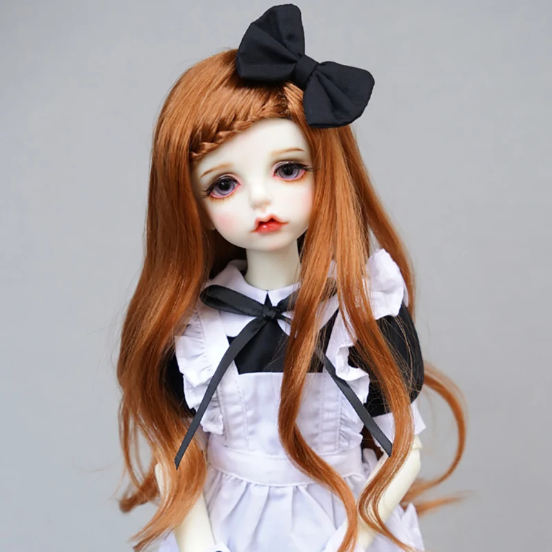 Cateleya BJD парик 1/3 1/4 кукольные волосы Lmitation мохер слегка вьющихся с коричневой