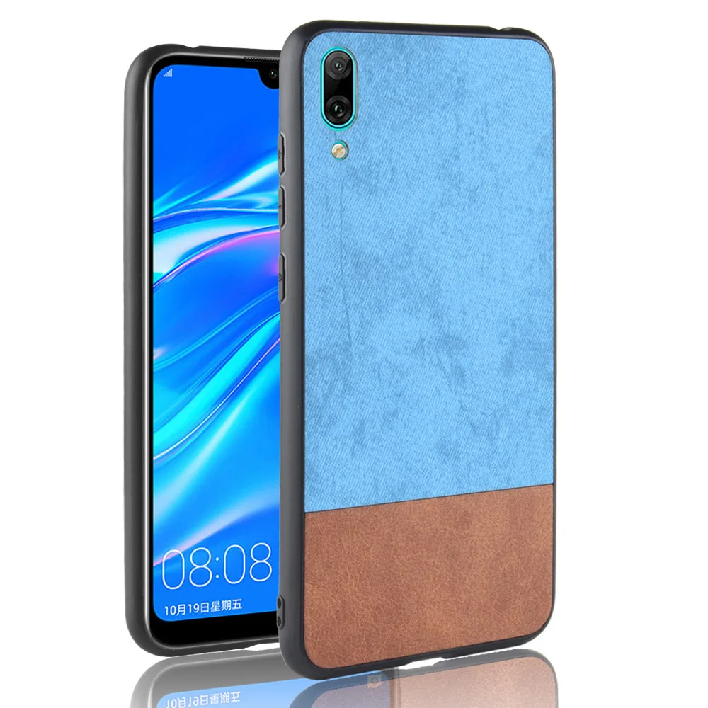 Fabric Cloth Leather Case for Huawei Y7 Pro 2019 Cover PU TPU Back Phone Cases Y6 Prime Y9 2018 P Smart Plus Capas |