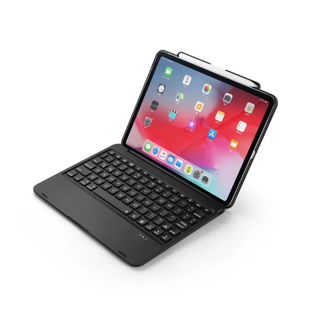 Для iPad Pro 11 светодиодный беспроводной Bluetooth чехол-подставка для клавиатуры русский/испанский/иврит Встроенный держатель для карандашей