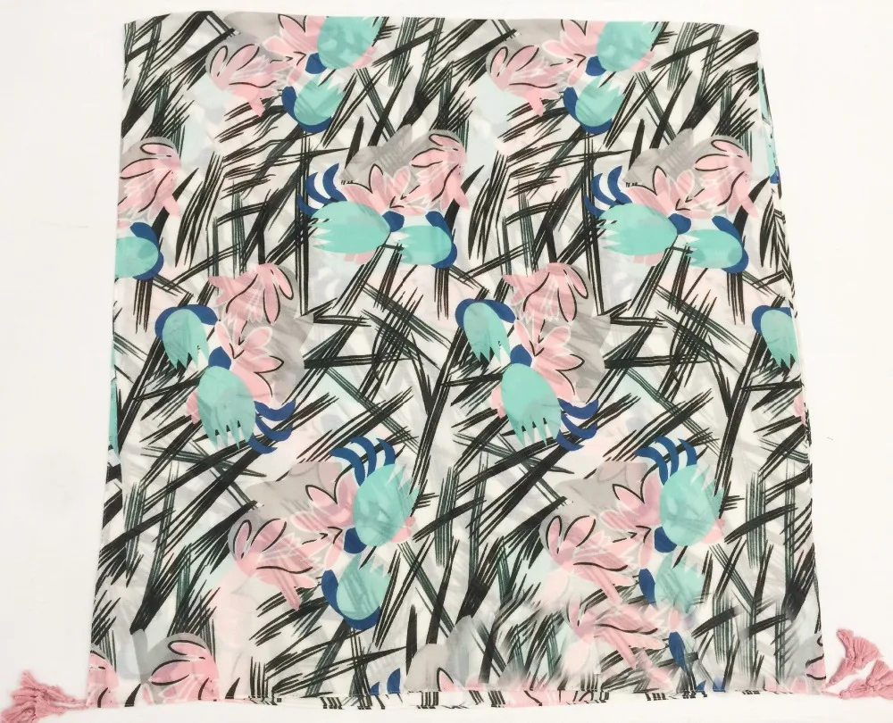 

2017 Fashion Ombre Flower Print Tassel Scarf Long Cotton Floral Shawls Muffler Scarves Wrap Hijab 10pcs/LOT
